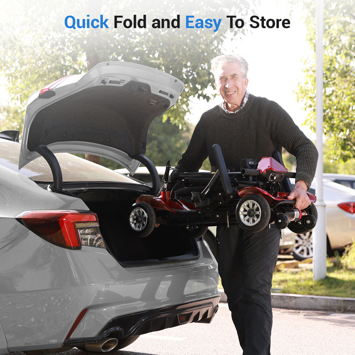 Aotedor 4 Wheel Power Scooter for Senior,25 Miles Lightweight Durable All Terrain Foldable Mobility Scooter